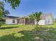 Expansive backyard featuring a screened lanai and lush green grass at 14191 Se 25Th Ave, Summerfield, FL 34491