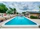 Large, inviting backyard pool with a whimsical inflatable, lush plants, and a relaxing lounge area at 1491 Avenue F Ne, Winter Haven, FL 33881