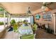 Relaxing sunroom with tile floors, dining set, entertainment center, and views of the inviting backyard pool at 1491 Avenue F Ne, Winter Haven, FL 33881
