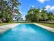 Inviting backyard pool with lush green landscaping and waterfront views at 1540 N Lake Mirror Nw Dr, Winter Haven, FL 33881
