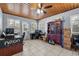 Spacious home office with wood ceiling, neutral tile floor and great natural lighting at 320 Boger S Blvd, Lakeland, FL 33803