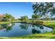Beautiful view of the pond surrounded by lush landscaping and mature trees at 351 Enclave Dr # 94, Lakeland, FL 33803