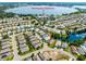 Aerial shot highlighting the location of the community clubhouse and nearby houses at 4100 Martindale Loop, Winter Haven, FL 33884