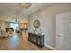 Elegant living room with wood floors, complemented by stylish furnishings and decor at 421 Riders Loop, Auburndale, FL 33823