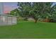 Expansive backyard with a large tree, green lawn, and screened porch for outdoor enjoyment at 436 China Berry Cir, Davenport, FL 33837