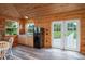 Cozy kitchenette with natural wood walls, sink, cabinets, and a mini-refrigerator at 4949 Lake Kotsa Dr, Lake Wales, FL 33898