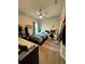 Comfortable bedroom with a well-lit vanity area and stylish modern accents throughout at 832 Vienna Dr, Winter Haven, FL 33884