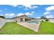 Backyard featuring an in-ground pool, patio, and enclosed by a white fence at 1765 Kingsmill Dr, Bartow, FL 33830