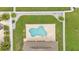 Aerial view of the backyard pool and lush lawn showcasing outdoor living at 1765 Kingsmill Dr, Bartow, FL 33830