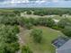 Aerial view of expansive property with mature trees, green lawn, and a glimpse of a screened-in pool at 3985 Mammoth Grove Rd, Lake Wales, FL 33898