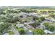 Wide aerial view of a residential neighborhood with lush greenery, orderly streets and diverse housing styles, near a school and major highway at 1019 Milner E Dr, Lakeland, FL 33810