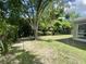 Spacious backyard with lush greenery and a beautiful mature tree, perfect for outdoor activities at 1790 Turtle Rock Dr, Lakeland, FL 33803
