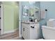 Bathroom featuring modern fixtures and a single sink vanity with stone countertops at 185 St Thomas Dr, Mulberry, FL 33860
