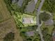 An aerial view showcases the house, pool, and manicured lawn within the property's boundary at 2988 Sequoyah Dr, Haines City, FL 33844