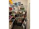 Walk-in pantry with lots of shelving with visible canned and dry goods, maximizing storage in the kitchen area at 737 Daphne Dr, Polk City, FL 33868