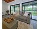 Comfortable living room with sliding glass doors to a large patio overlooking the backyard at 816 Pinewood Ct # 3126, Haines City, FL 33844