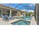 Backyard features a screened-in pool with a built-in spa and plenty of space for lounging at 308 Kissengen Park Dr, Bartow, FL 33830