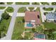 Aerial view of a private backyard with screened pool and well-maintained landscaping at 328 Hamilton Shores Ne Dr, Winter Haven, FL 33881