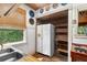 Rustic kitchen with wood accents, a vintage refrigerator, and a window providing ample natural light at 836 S Lake Starr Blvd, Lake Wales, FL 33898