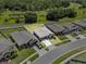 Expansive aerial view of a suburban home with a well-manicured lawn and modern architecture in a desirable community at 8720 Micmac Ct, Polk City, FL 33868