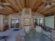 Covered patio with wood ceiling, brick accents, and lake views at 914 Mangham Rd, Babson Park, FL 33827