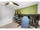 Bedroom featuring neutral walls, ceiling fan, closet, and space for desk setup at 1274 Pintail Pl, Lakeland, FL 33813