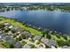 Aerial view of waterfront homes with well-manicured lawns and private docks at 1836 Woodpointe Dr, Winter Haven, FL 33884