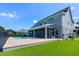 Beautiful backyard with lush green artificial grass, patio area, and sparkling pool; great for outdoor enjoyment at 1836 Woodpointe Dr, Winter Haven, FL 33884