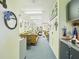 Hallway leading to studio, showcasing custom stained glass and ample storage solutions for organized workspaces at 2418 W 1St St, Sanford, FL 32771