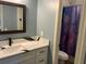 Bright bathroom featuring sleek vanity with modern fixtures and stylish shower at 837 Oaks Shores Rd, Leesburg, FL 34748