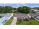 Wide aerial view showing the property, driveway, and neighboring homes in a residential area at 1411 Juarez Pl, The Villages, FL 32159