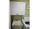 Bright laundry room with white cabinets, utility sink, and washer/dryer at 3362 Sebastion Ave, The Villages, FL 32163