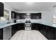 Bright kitchen with tile floors, stainless steel appliances, and black cabinetry at 1107 Linmar Ave, Fruitland Park, FL 34731