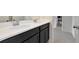 Bathroom featuring double sinks, a dark vanity, and access to a bedroom area at 1447 Myrtle Oaks Trl, Oviedo, FL 32765