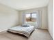 Cozy bedroom with neutral carpet, natural light from the window, and soft blue accent pillows at 1447 Myrtle Oaks Trl, Oviedo, FL 32765