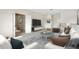 Bright living room featuring a large TV, modern decor, and comfortable white sofa at 1447 Myrtle Oaks Trl, Oviedo, FL 32765