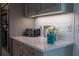 Close-up of kitchen counter and backsplash highlighting modern appliances and stylish decor at 25879 Crossings Bluff Ln, Sorrento, FL 32776