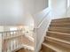 Staircase with wood steps leading down to the first floor with wood floors at 3654 Peppervine Dr, Orlando, FL 32828