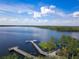 Scenic lake view featuring boat docks, walking path, and lush greenery at 7117 Red Lantern Dr # 7117, Harmony, FL 34773