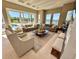 Spacious living room with ample seating and scenic views of the lake and pool at 800 Stephens Pass Cv, Lake Mary, FL 32746