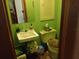Modest bathroom with commode, small sink, and small storage shelf and green walls at 6832 Oswego Dr, Mount Dora, FL 32757