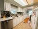 Modern kitchen with white cabinets, stainless steel dishwasher, and stylish backsplash at 121 Bougainvillea Dr, Leesburg, FL 34748