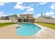 Backyard view of private swimming pool and screened patio, perfect for relaxation and outdoor entertainment at 144 Pinewood Cir, Kissimmee, FL 34743