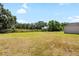 Wide backyard with vibrant green grass and shady trees, offering a serene outdoor space at 34 Misty Meadow Ln, Mulberry, FL 33860