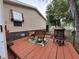 Cozy backyard deck with seating, fire pit, and garden bed, perfect for outdoor entertaining at 4814 Myrtle View N Dr, Mulberry, FL 33860