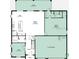 Detailed first-floor plan showing the kitchen, living room, den, and three-car garage at 1940 Bell Creek Loop, Fruitland Park, FL 34731