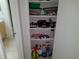 Linen closet with multiple shelves filled with various household supplies at 2408 Lemon Tree Ln # C, Orlando, FL 32839
