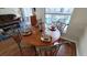 Charming dining area with wooden table and wrought-iron chairs overlooking a screened-in pool at 8457 Secret Key Cove, Kissimmee, FL 34747