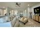 Inviting living room featuring a white sofa, modern decor, and an open layout perfect for entertaining at 10640 Vista Del Sol Cir, Clermont, FL 34711