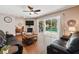Inviting living room with fireplace and sliding glass doors to the pool and patio at 1085 Harmony Ln, Clermont, FL 34711